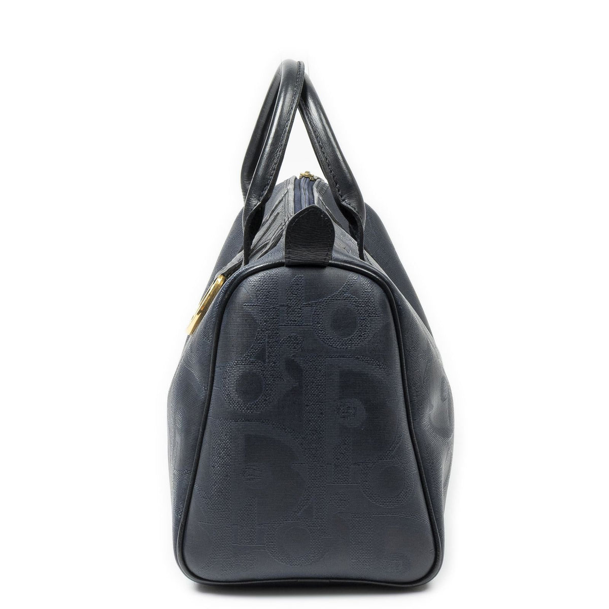 Dior Small Boston Navy Maxi Trotter Pattern Canvas Handbag — view 3
