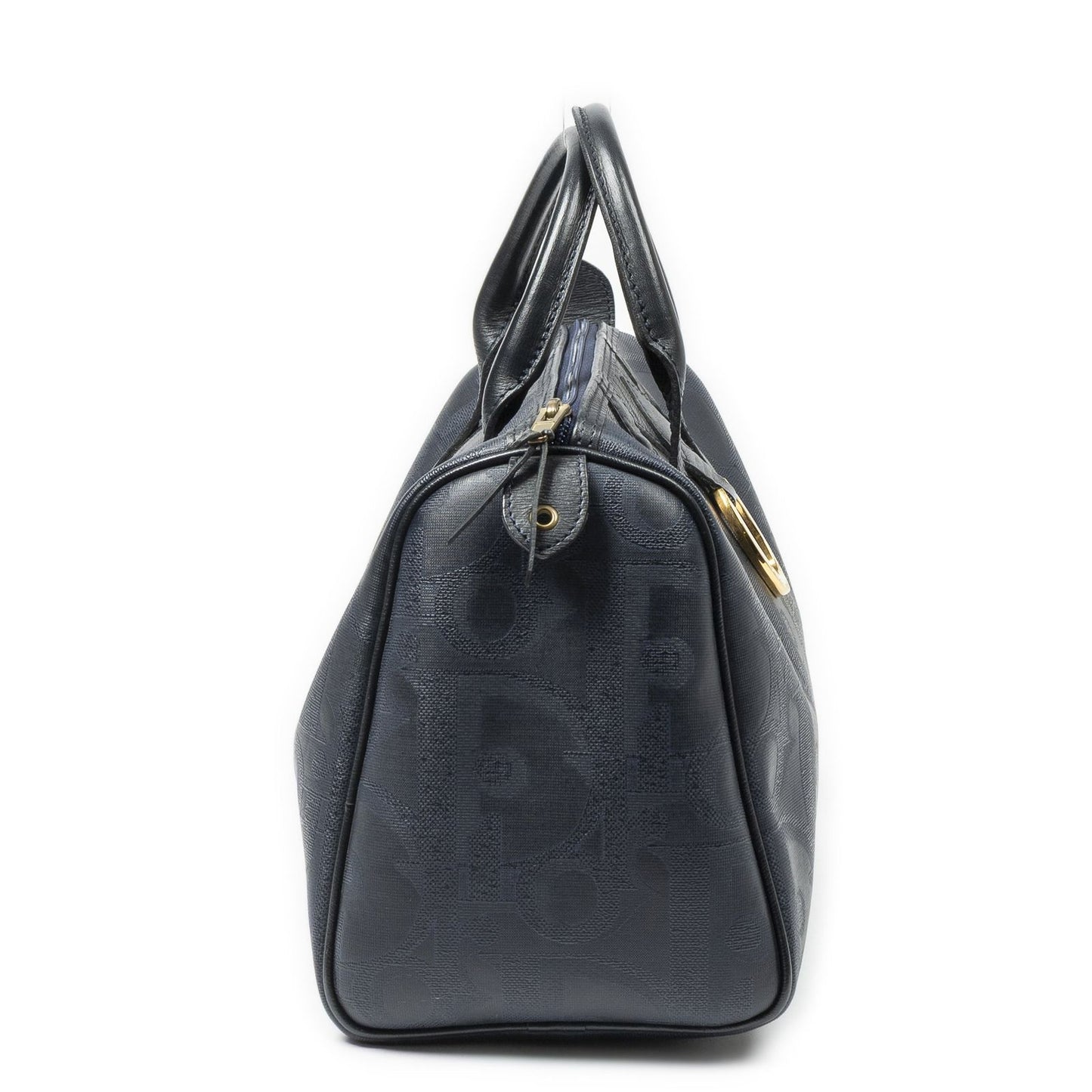Dior Small Boston Navy Maxi Trotter Pattern Canvas Handbag — view 4