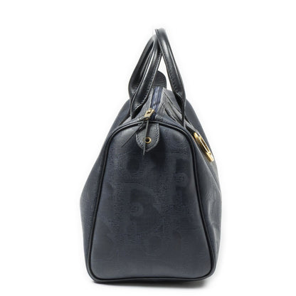 Dior Small Boston Navy Maxi Trotter Pattern Canvas Handbag — view 4