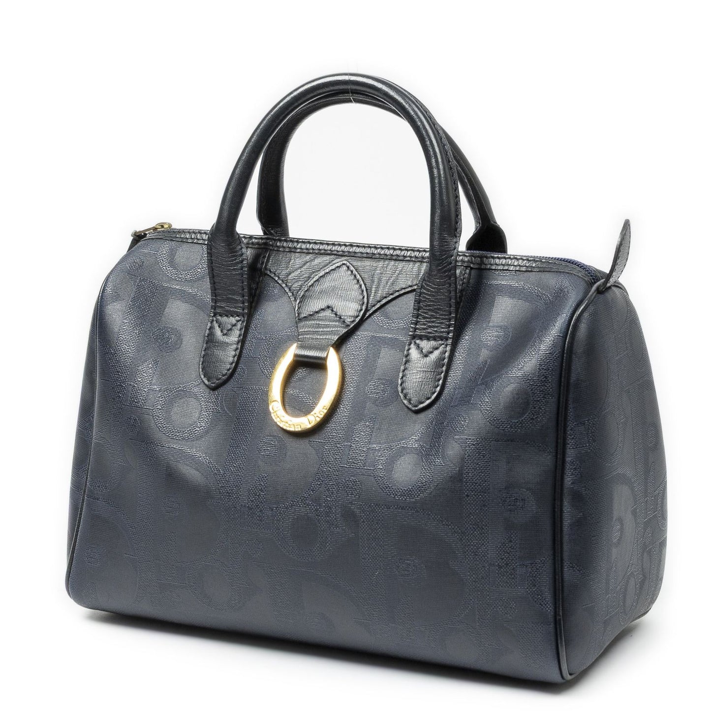 Dior Small Boston Navy Maxi Trotter Pattern Canvas Handbag — view 2