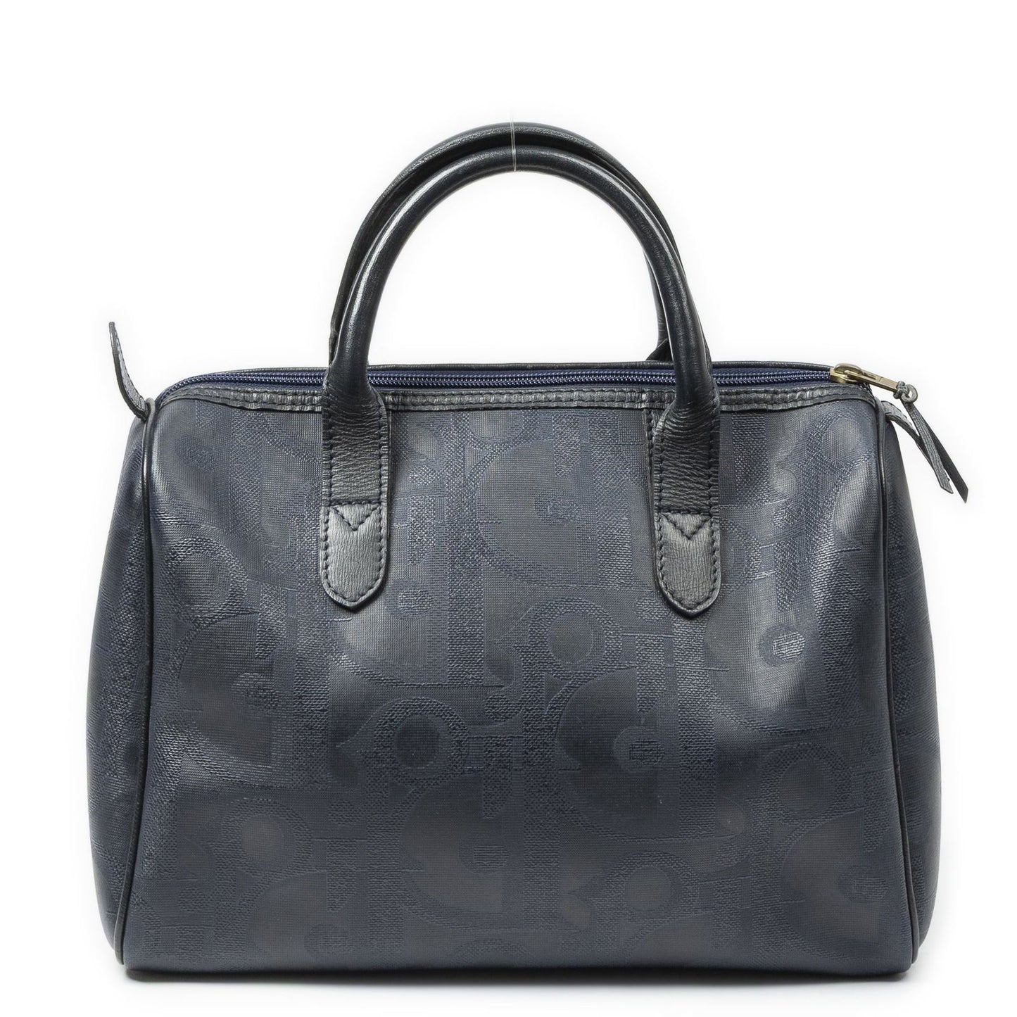 Dior Small Boston Navy Maxi Trotter Pattern Canvas Handbag — view 5