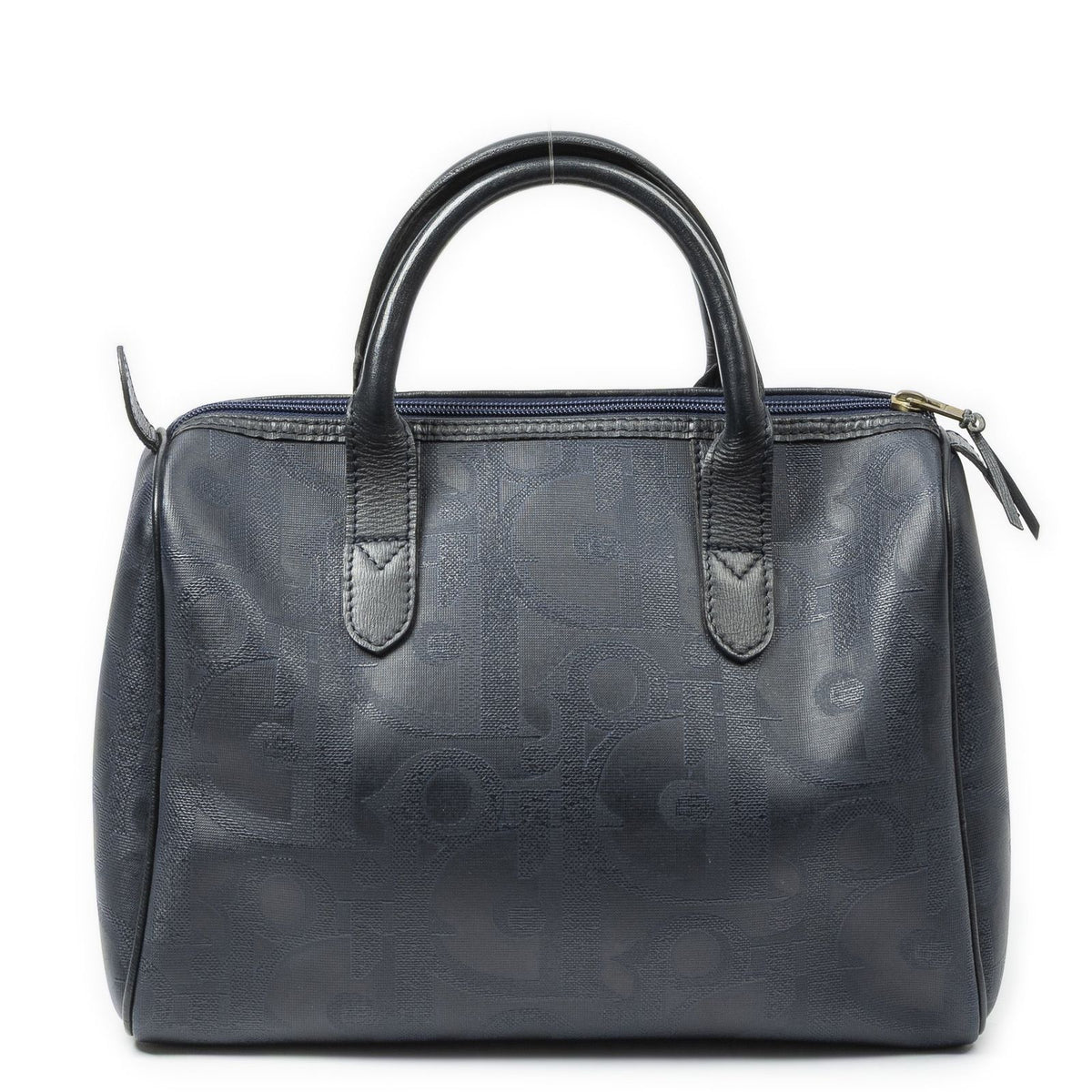 Dior Small Boston Navy Maxi Trotter Pattern Canvas Handbag — view 5