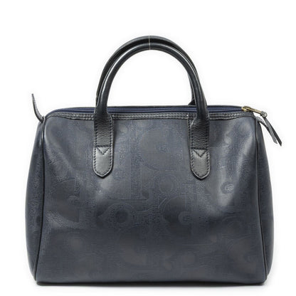 Dior Small Boston Navy Maxi Trotter Pattern Canvas Handbag — view 5