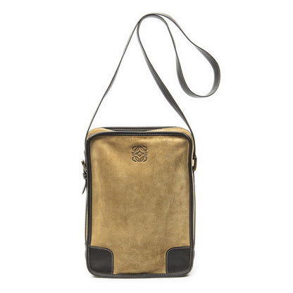 Loewe Anagram Vertical Messenger Tan Brown Suede Leather