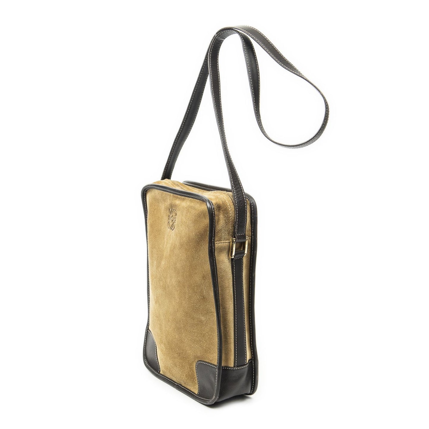Loewe Anagram Vertical Messenger Tan Brown Suede Leather — view 2