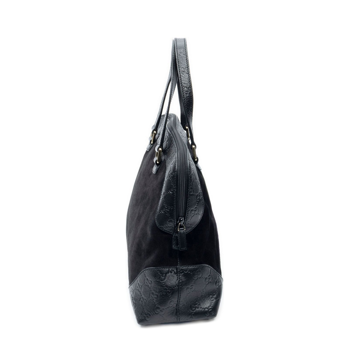 Gucci Medium Joy Tote Black Guccissima Suede — view 4
