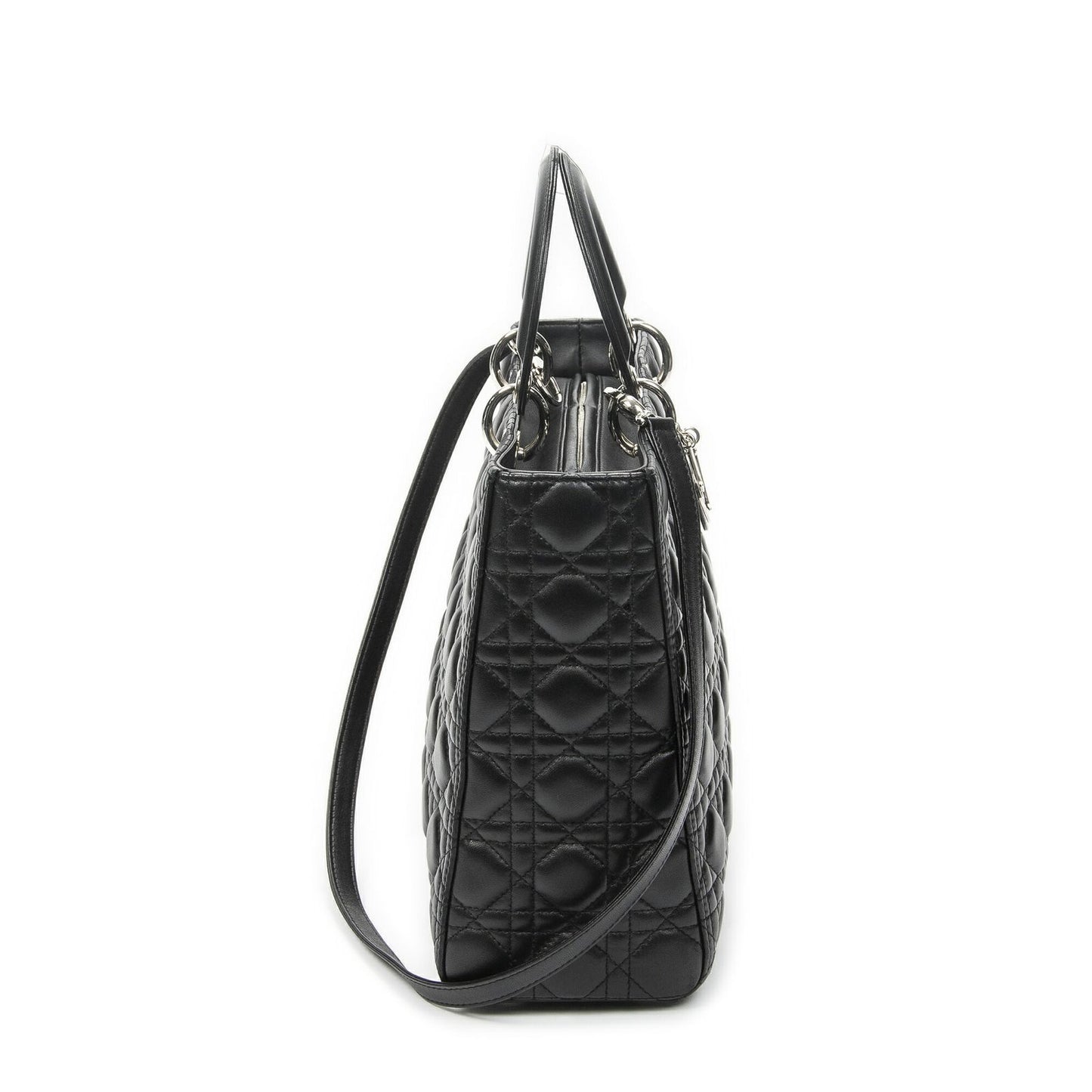 Dior Large Lady Dior Zip Black Cannage Lambskin Leather Handbag — view 4