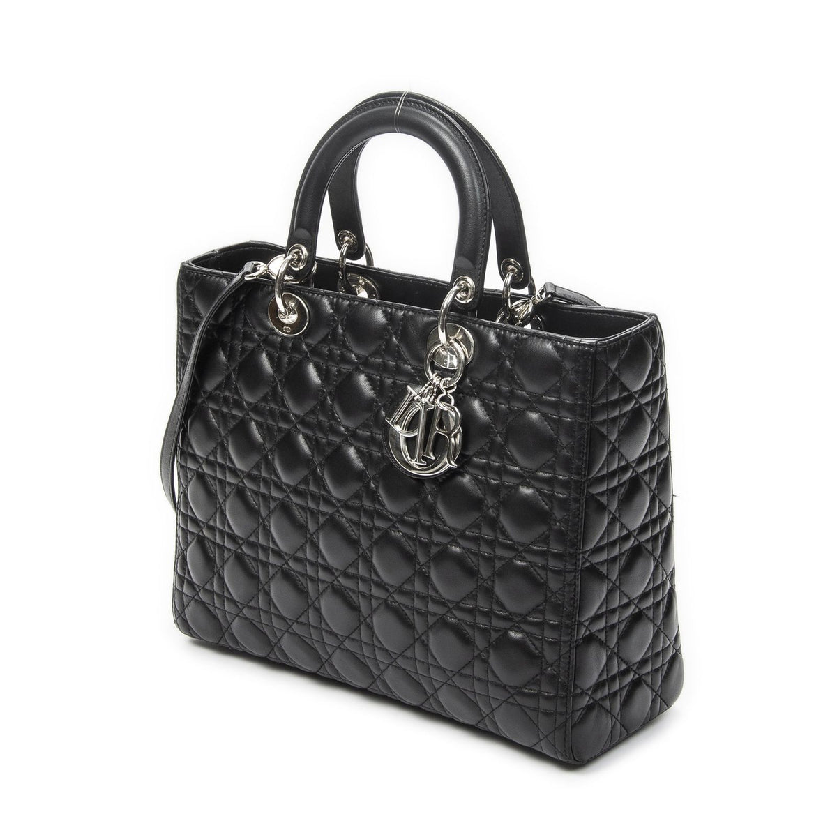Dior Large Lady Dior Zip Black Cannage Lambskin Leather Handbag — view 2