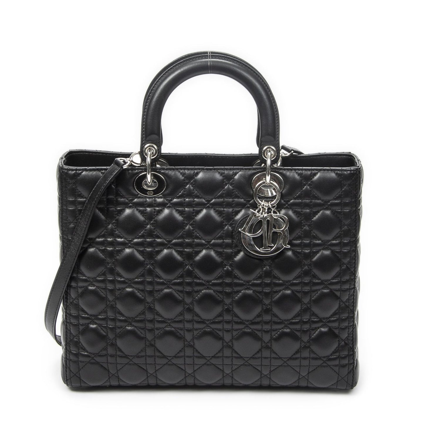 Dior Large Lady Dior Zip Black Cannage Lambskin Leather Handbag