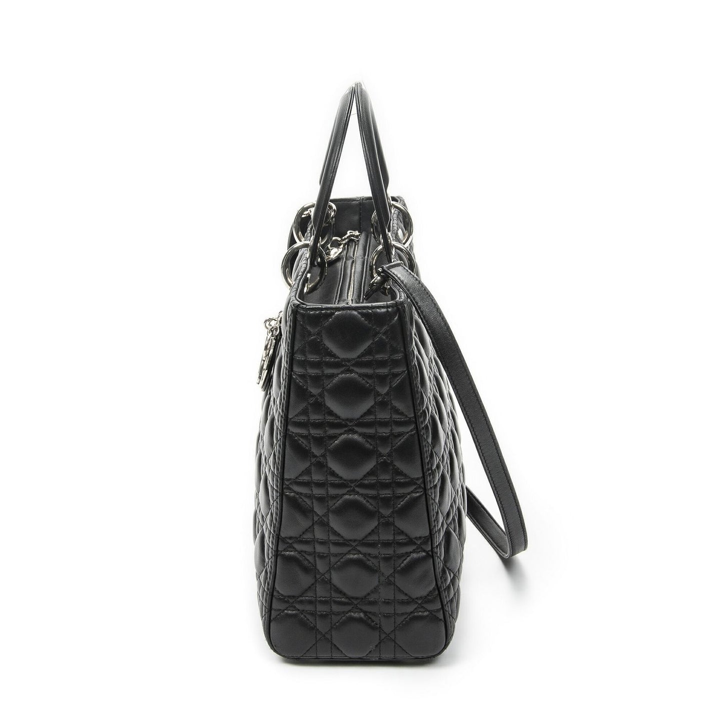 Dior Large Lady Dior Zip Black Cannage Lambskin Leather Handbag — view 3