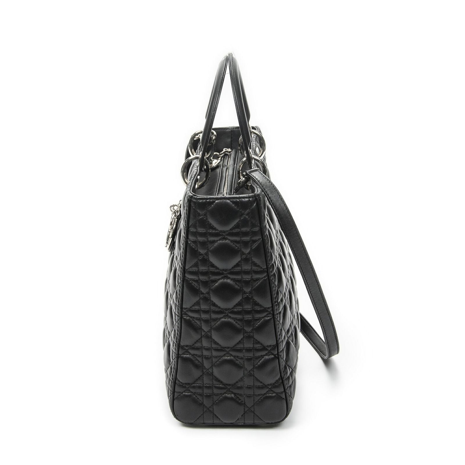 Dior Large Lady Dior Zip Black Cannage Lambskin Leather Handbag — view 3