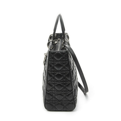 Dior Large Lady Dior Zip Black Cannage Lambskin Leather Handbag — view 3