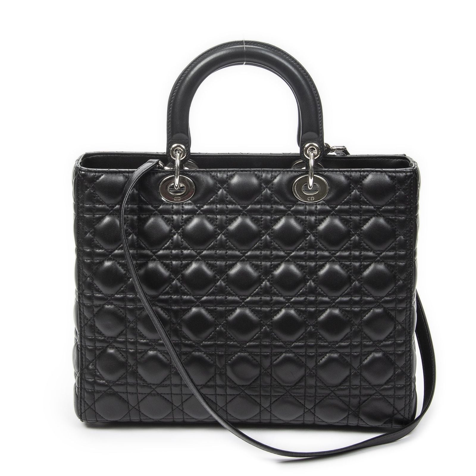Dior Large Lady Dior Zip Black Cannage Lambskin Leather Handbag — view 5