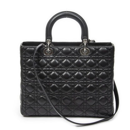 Dior Large Lady Dior Zip Black Cannage Lambskin Leather Handbag — view 5
