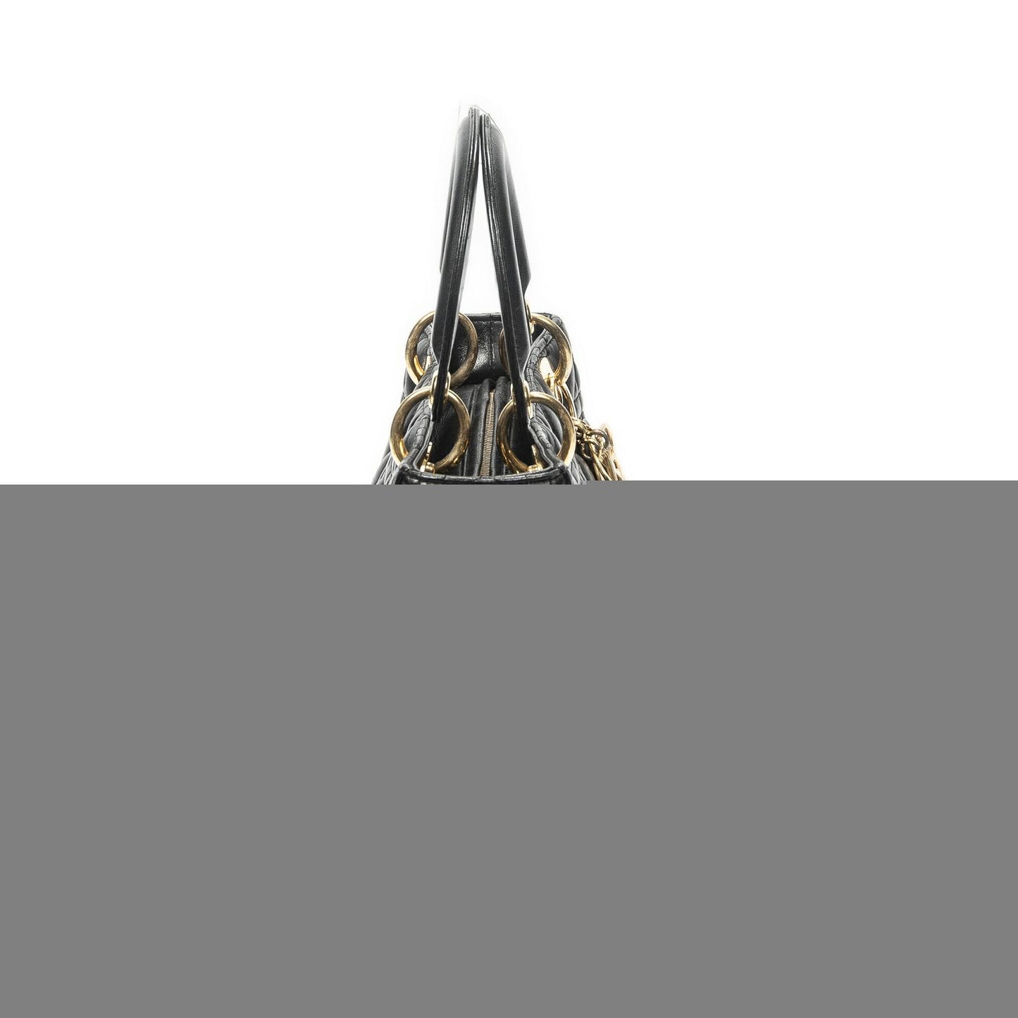 Dior Medium Lady Dior Zip Black Kanaj Lambskin Leather Handbag — view 4