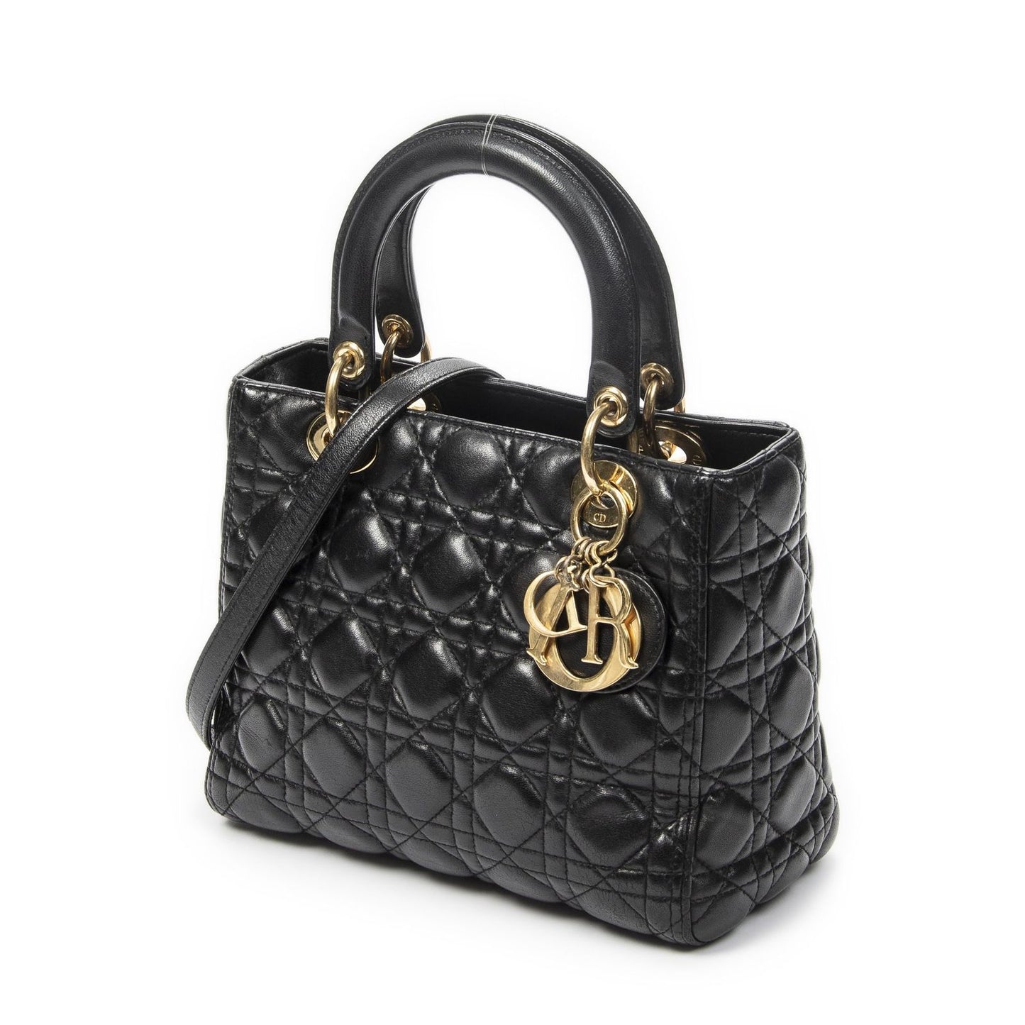 Dior Medium Lady Dior Zip Black Kanaj Lambskin Leather Handbag — view 2