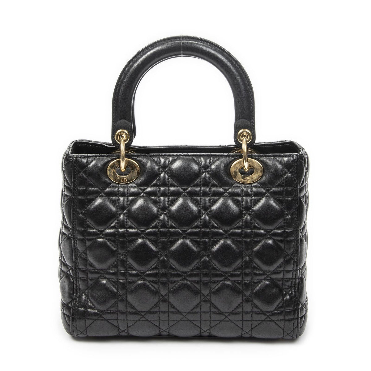 Dior Medium Lady Dior Zip Black Kanaj Lambskin Leather Handbag — view 5