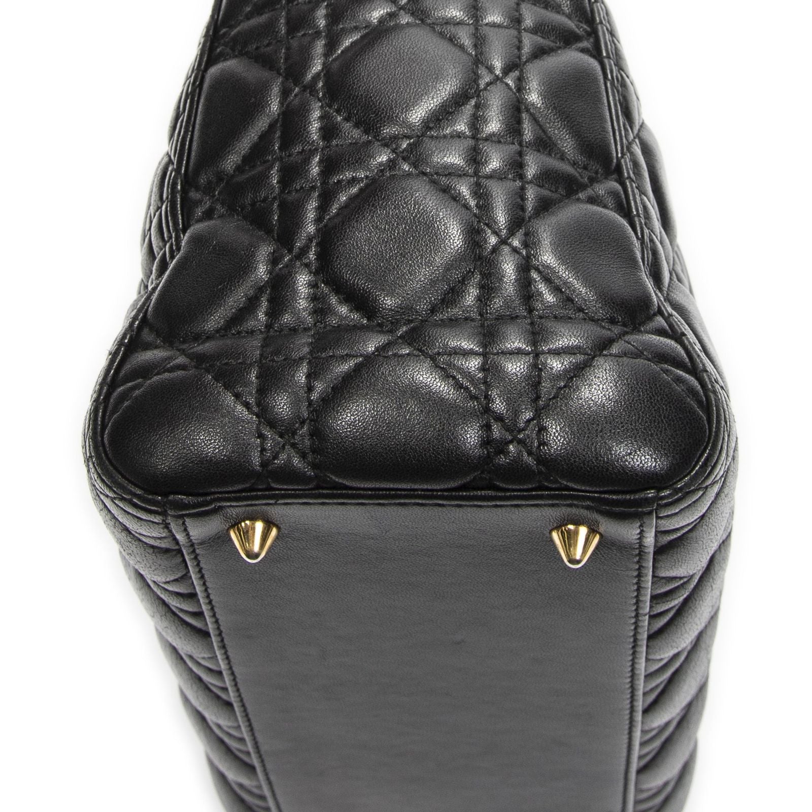 Dior Medium Lady Dior Zip Black Kanaj Lambskin Leather Handbag — view 8