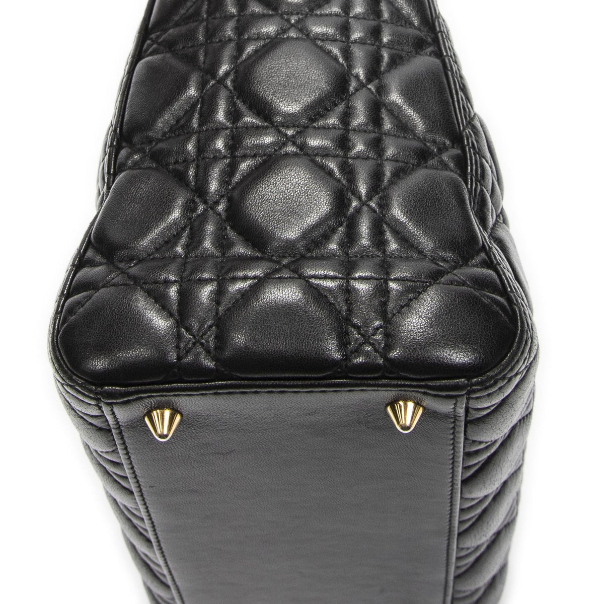 Dior Medium Lady Dior Zip Black Kanaj Lambskin Leather Handbag — view 7