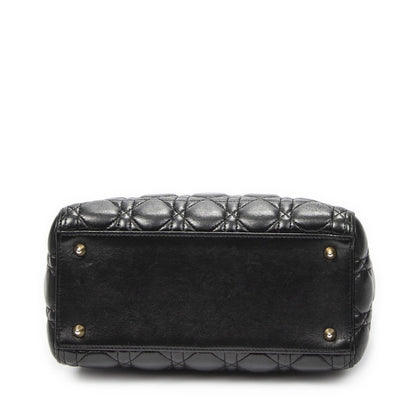 Dior Medium Lady Dior Zip Black Kanaj Lambskin Leather Handbag — view 6