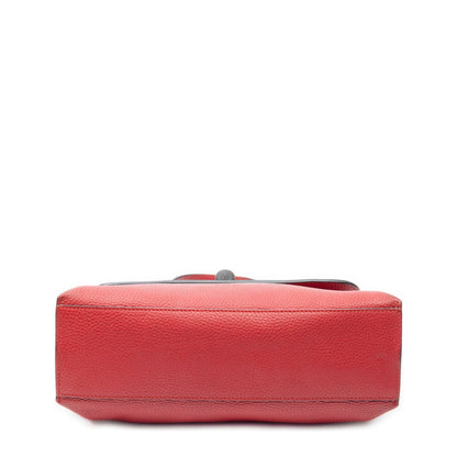 Gucci Small Bamboo Top Handle Flap Bag Red Gray Leather — view 6
