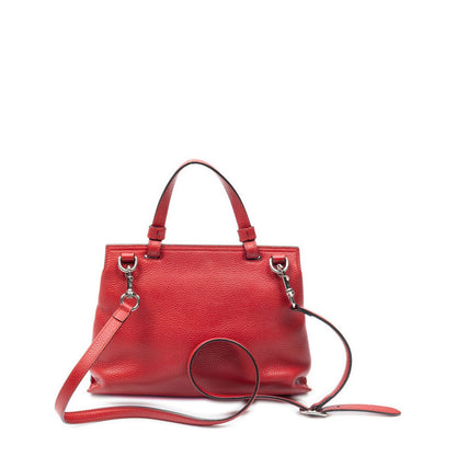 Gucci Small Bamboo Top Handle Flap Bag Red Gray Leather — view 5