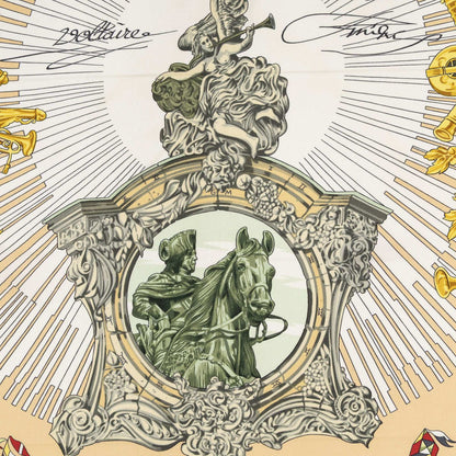 Hermes Scarf Green Beige Gold Silk — view 3