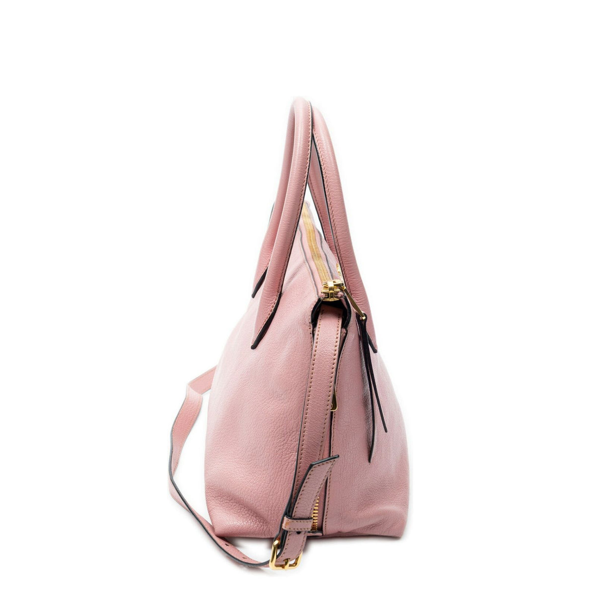 Miu Miu Convertible Side Zip Tote Pink Madras Leather — view 4
