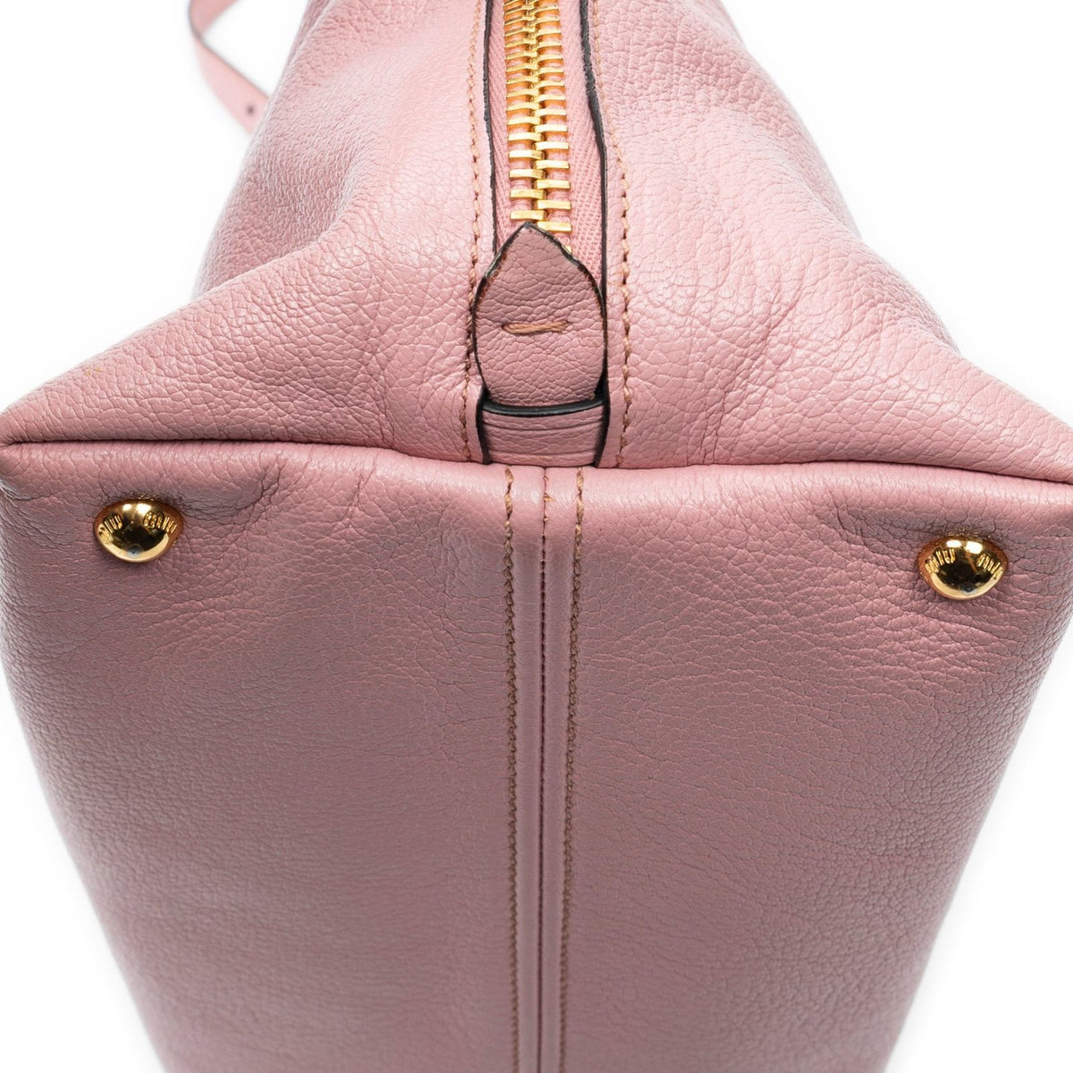 Miu Miu Convertible Side Zip Tote Pink Madras Leather — view 7