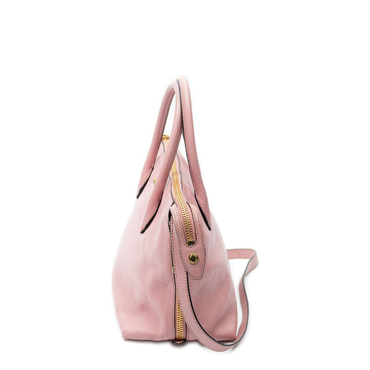 Miu Miu Convertible Side Zip Tote Pink Madras Leather — view 3