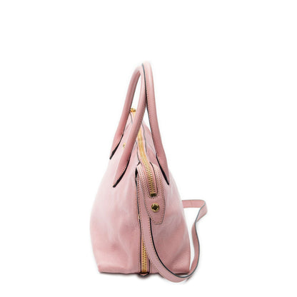 Miu Miu Convertible Side Zip Tote Pink Madras Leather — view 3