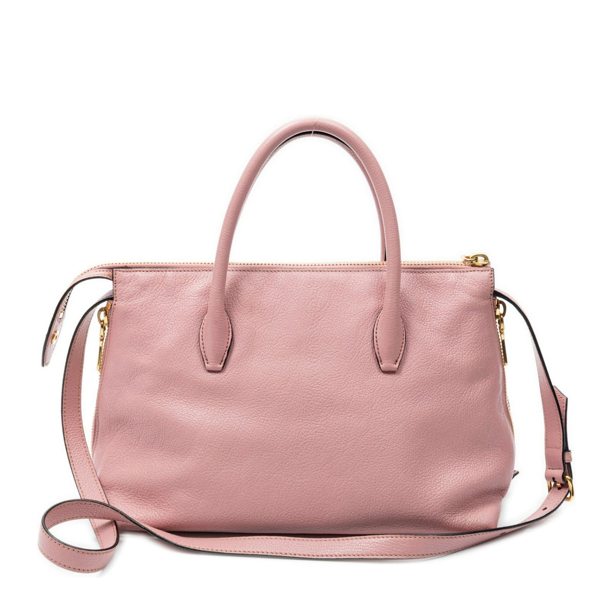 Miu Miu Convertible Side Zip Tote Pink Madras Leather — view 5