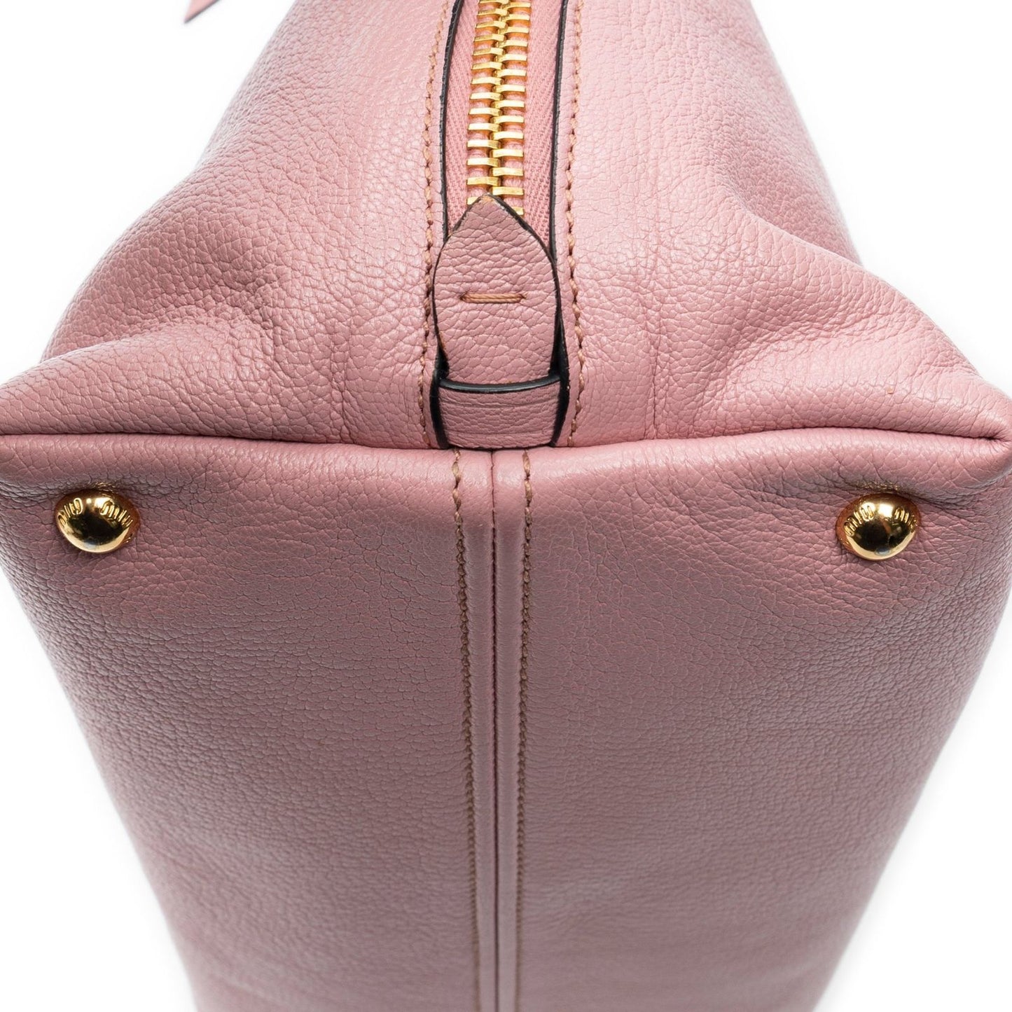 Miu Miu Convertible Side Zip Tote Pink Madras Leather — view 8