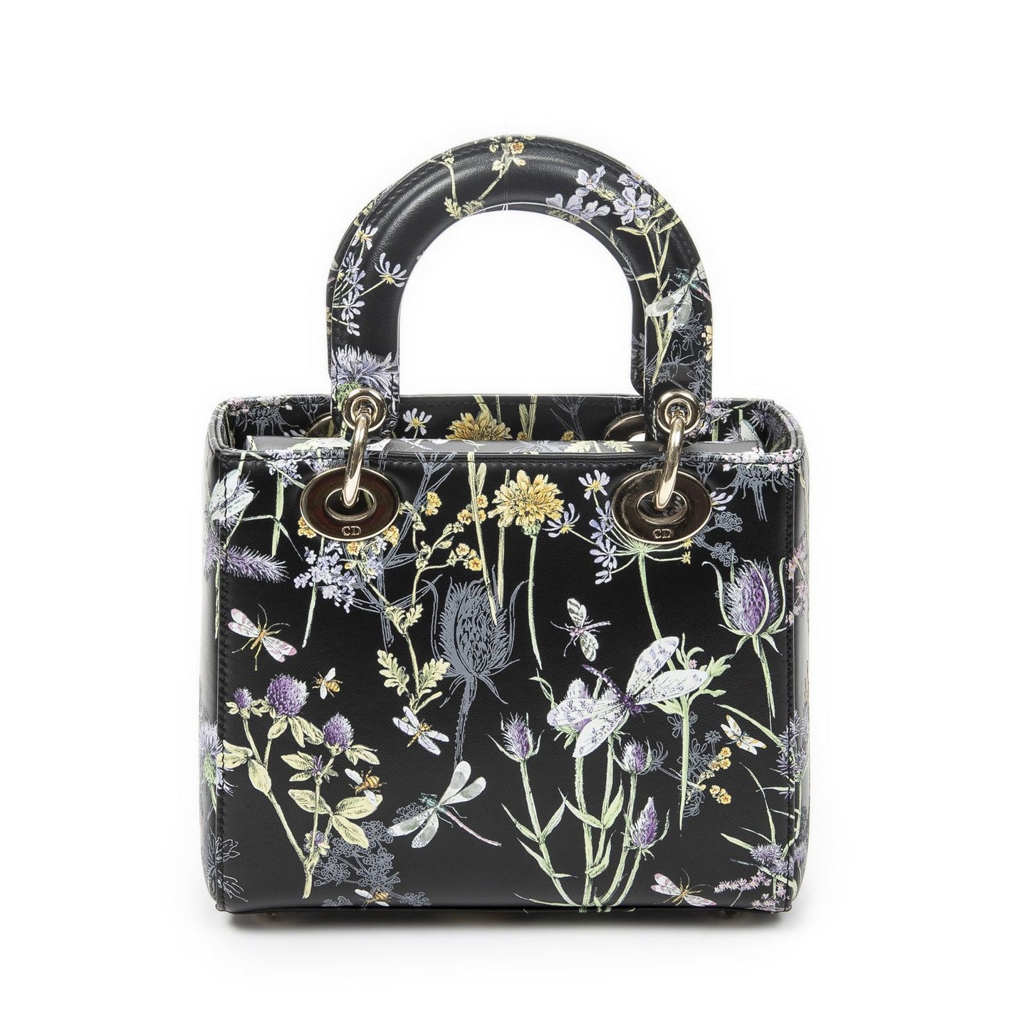 Dior Small Lady Dior Flap Black Floral Print Leather Handbag — view 5