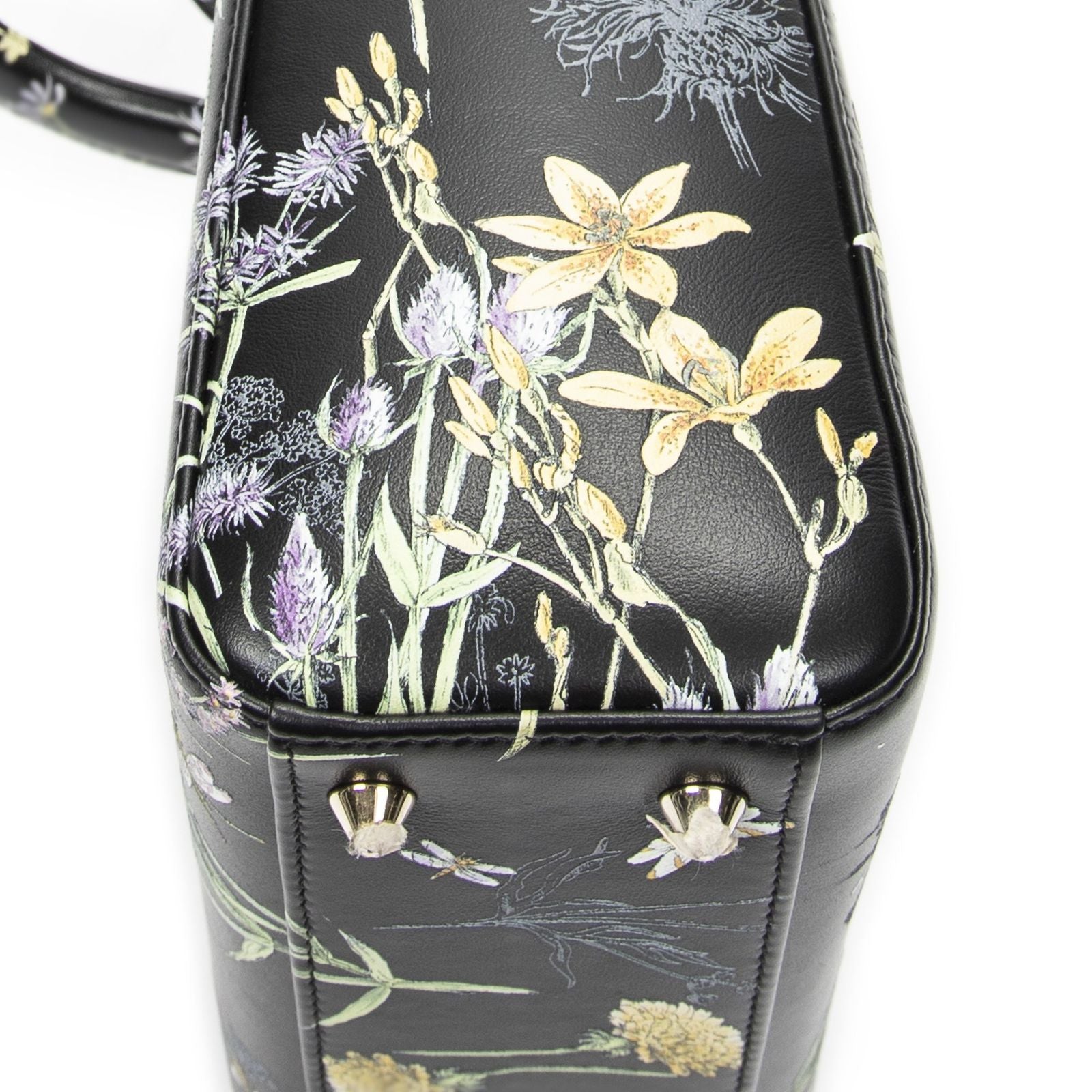 Dior Small Lady Dior Flap Black Floral Print Leather Handbag — view 7