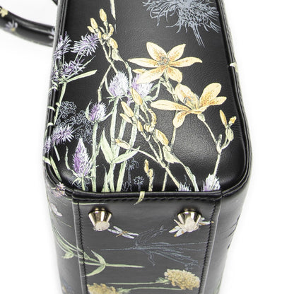 Dior Small Lady Dior Flap Black Floral Print Leather Handbag — view 7