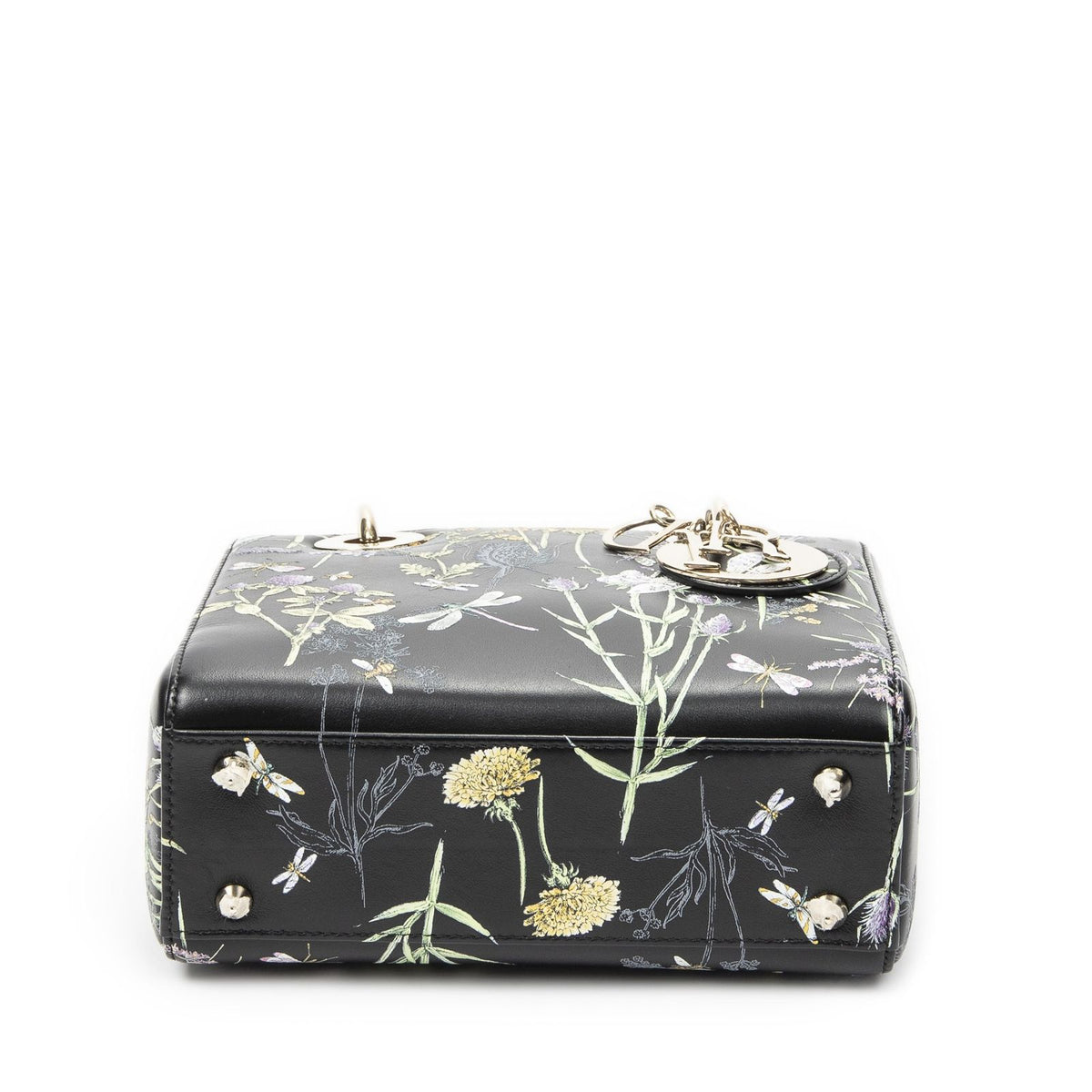 Dior Small Lady Dior Flap Black Floral Print Leather Handbag — view 6