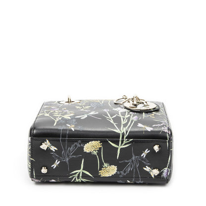 Dior Small Lady Dior Flap Black Floral Print Leather Handbag — view 6