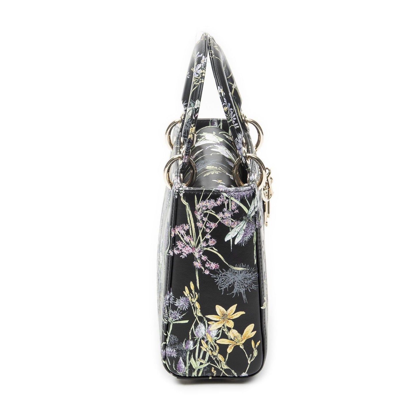Dior Small Lady Dior Flap Black Floral Print Leather Handbag — view 4