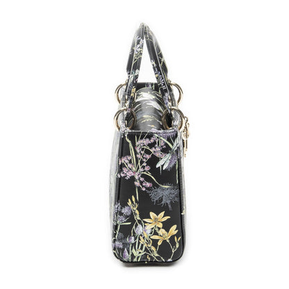 Dior Small Lady Dior Flap Black Floral Print Leather Handbag — view 4