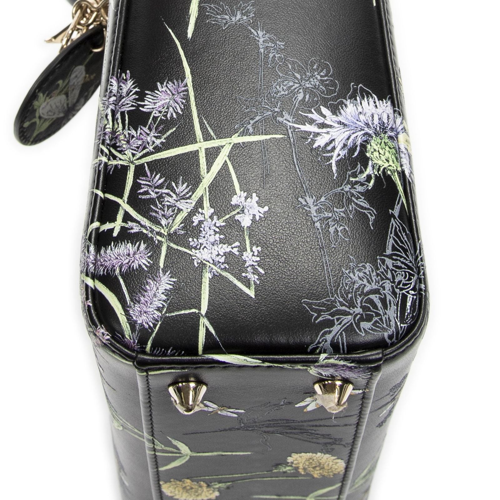 Dior Small Lady Dior Flap Black Floral Print Leather Handbag — view 8