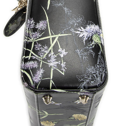 Dior Small Lady Dior Flap Black Floral Print Leather Handbag — view 8