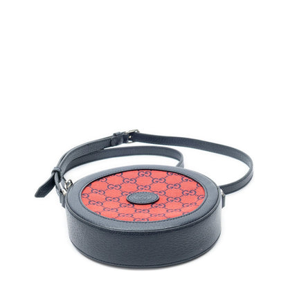 Gucci GG Round Cross Belt Bag Navy Gray Leather — view 6