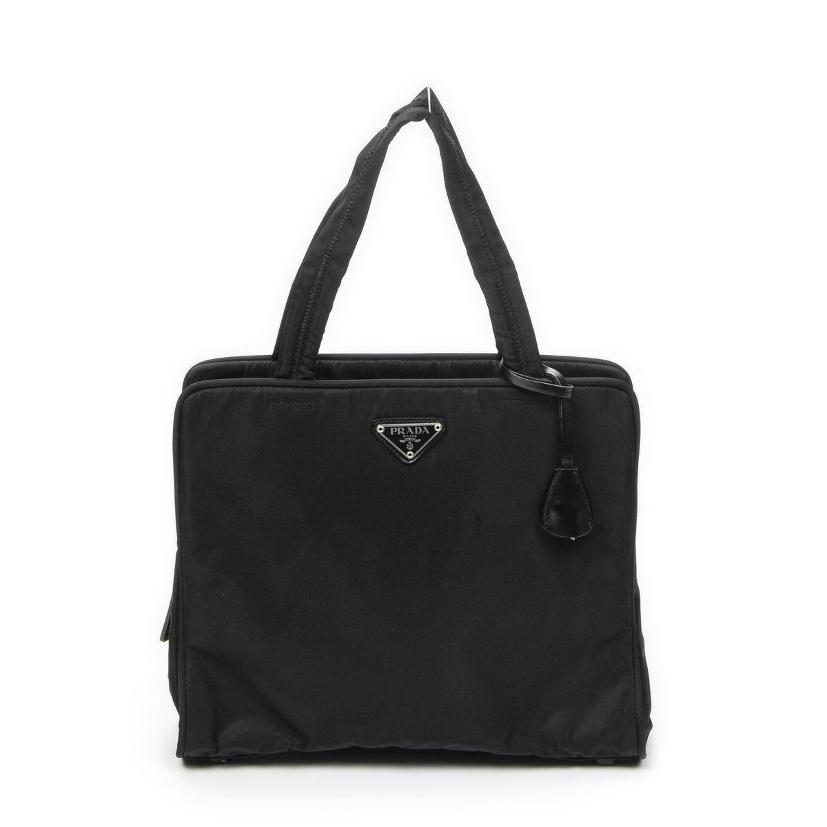 Prada Square Zip Tote Black Nylon Canvas
