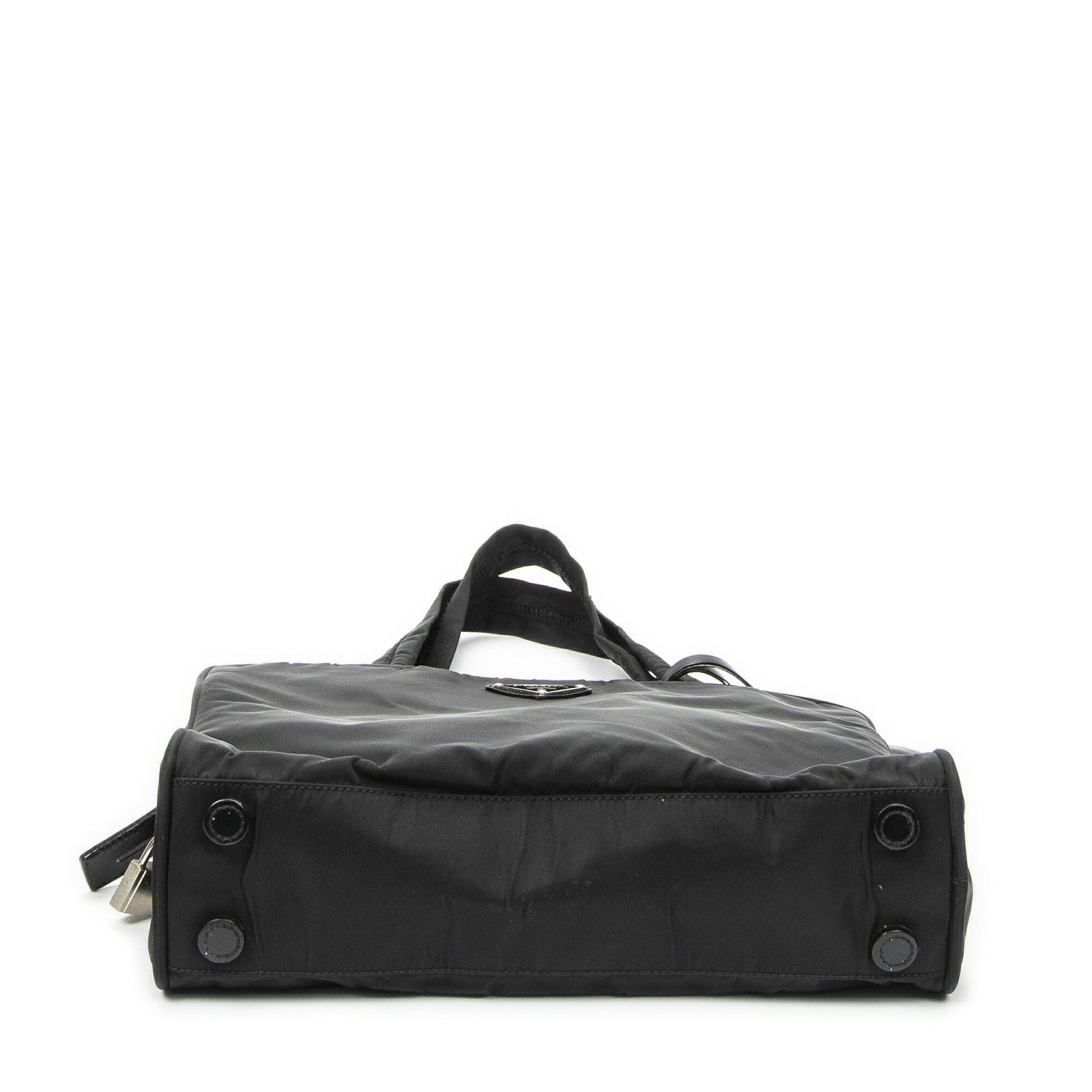 Prada Square Zip Tote Black Nylon Canvas — view 6