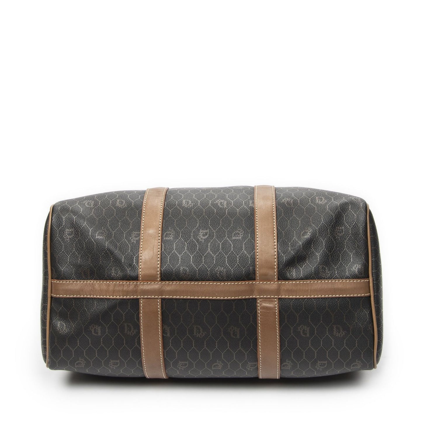 Dior Medium Boston Gray Brown Honeycomb Canvas Handbag — view 6
