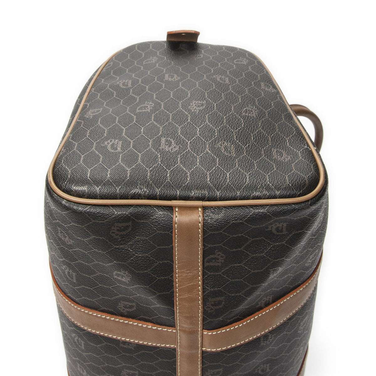 Dior Medium Boston Gray Brown Honeycomb Canvas Handbag — view 7