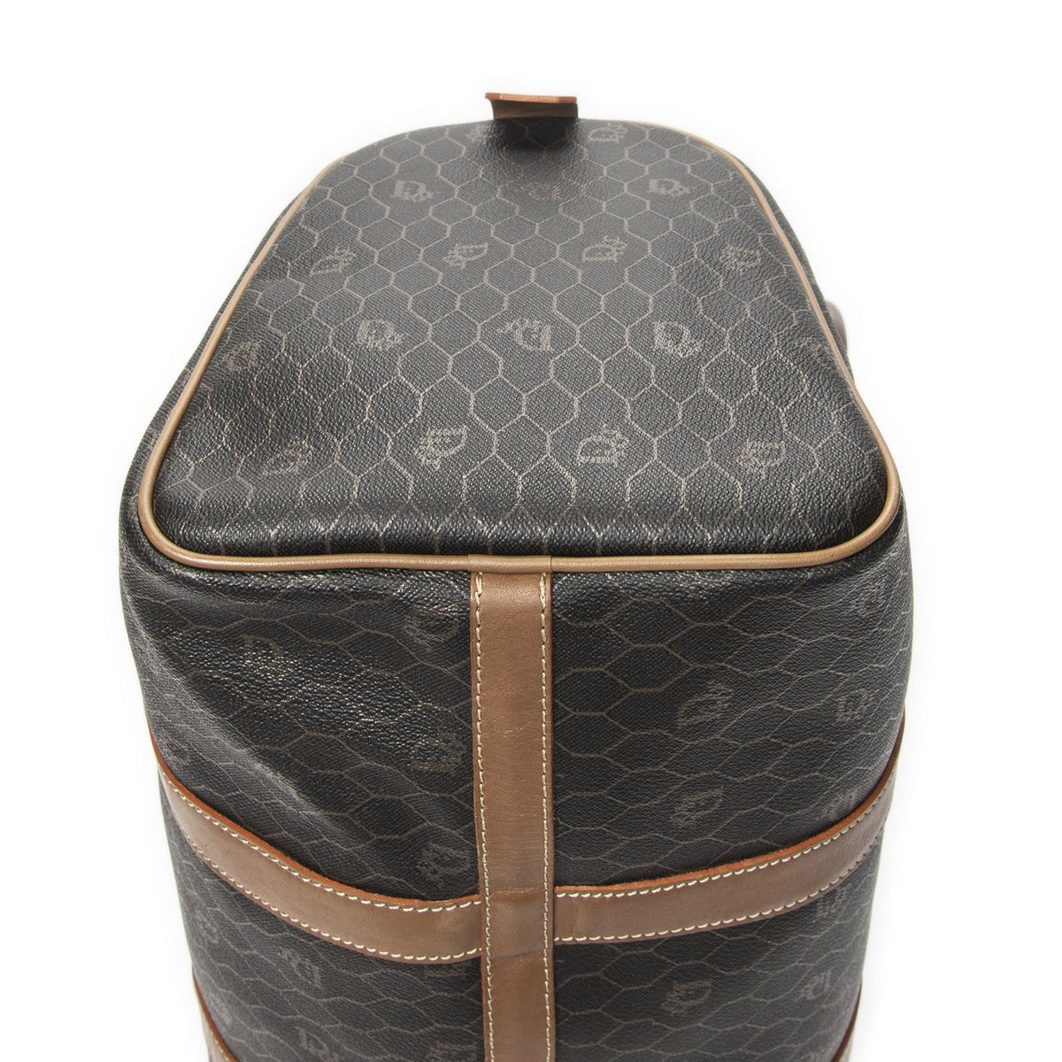 Dior Medium Boston Gray Brown Honeycomb Canvas Handbag — view 8