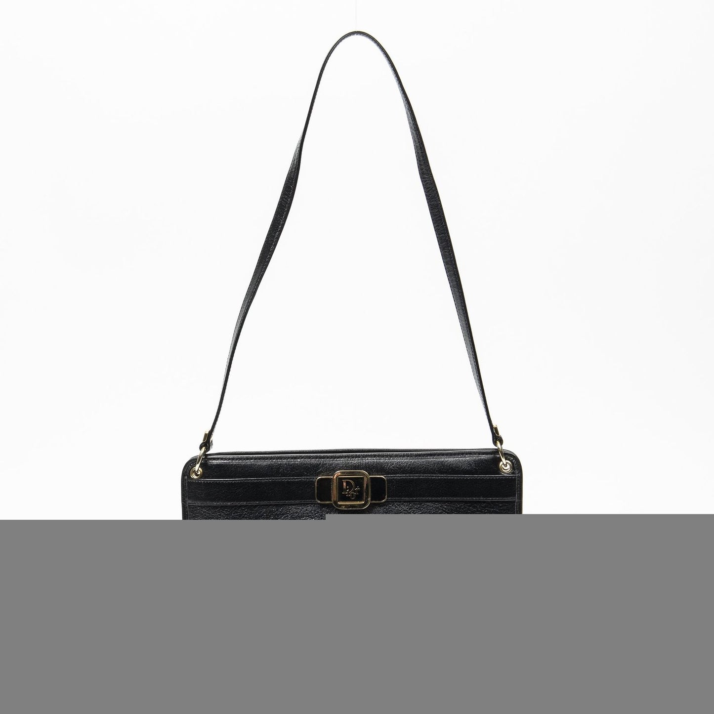 Dior Vintage Zip Shoulder Bag Black Calfskin Leather