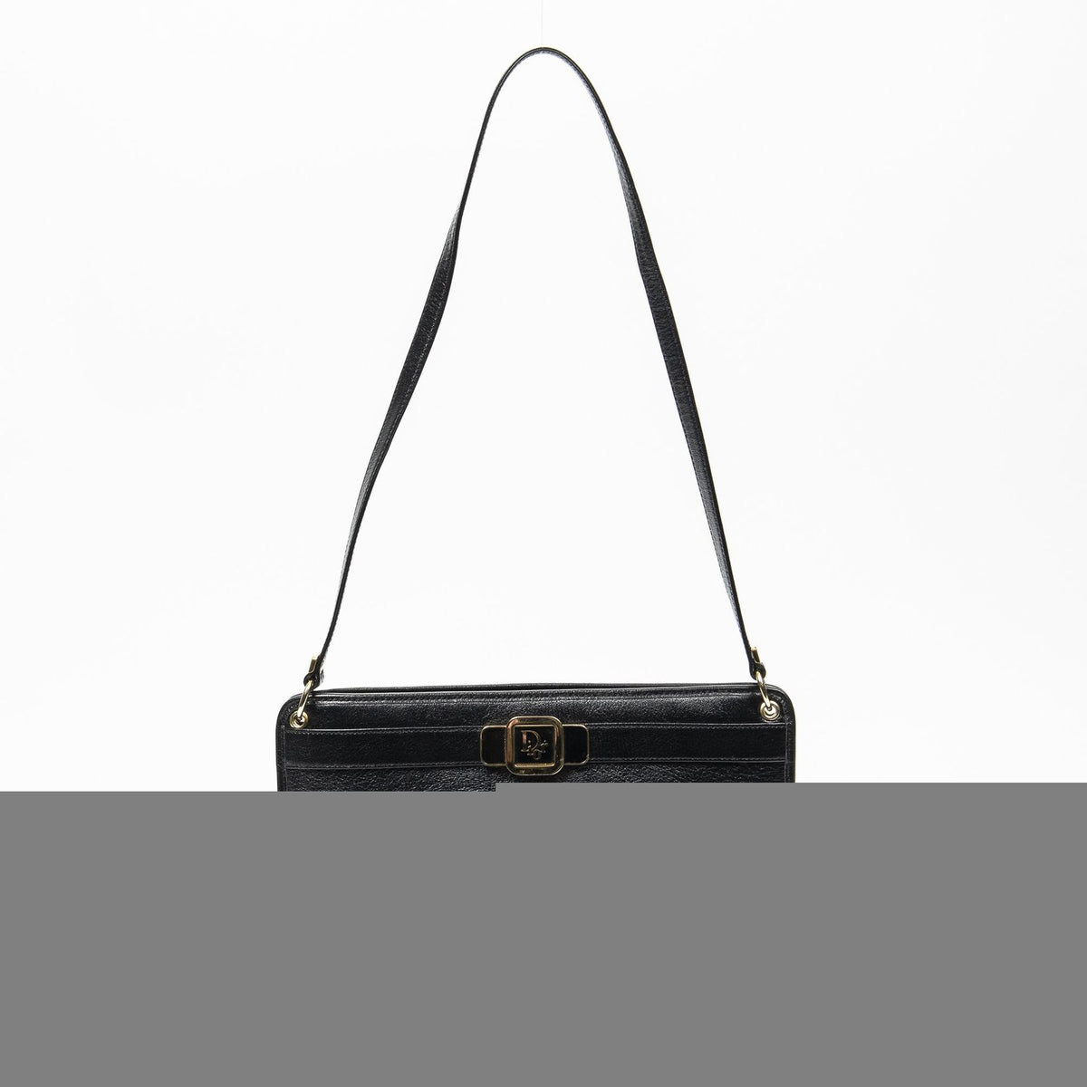 Dior Vintage Zip Shoulder Bag Black Calfskin Leather